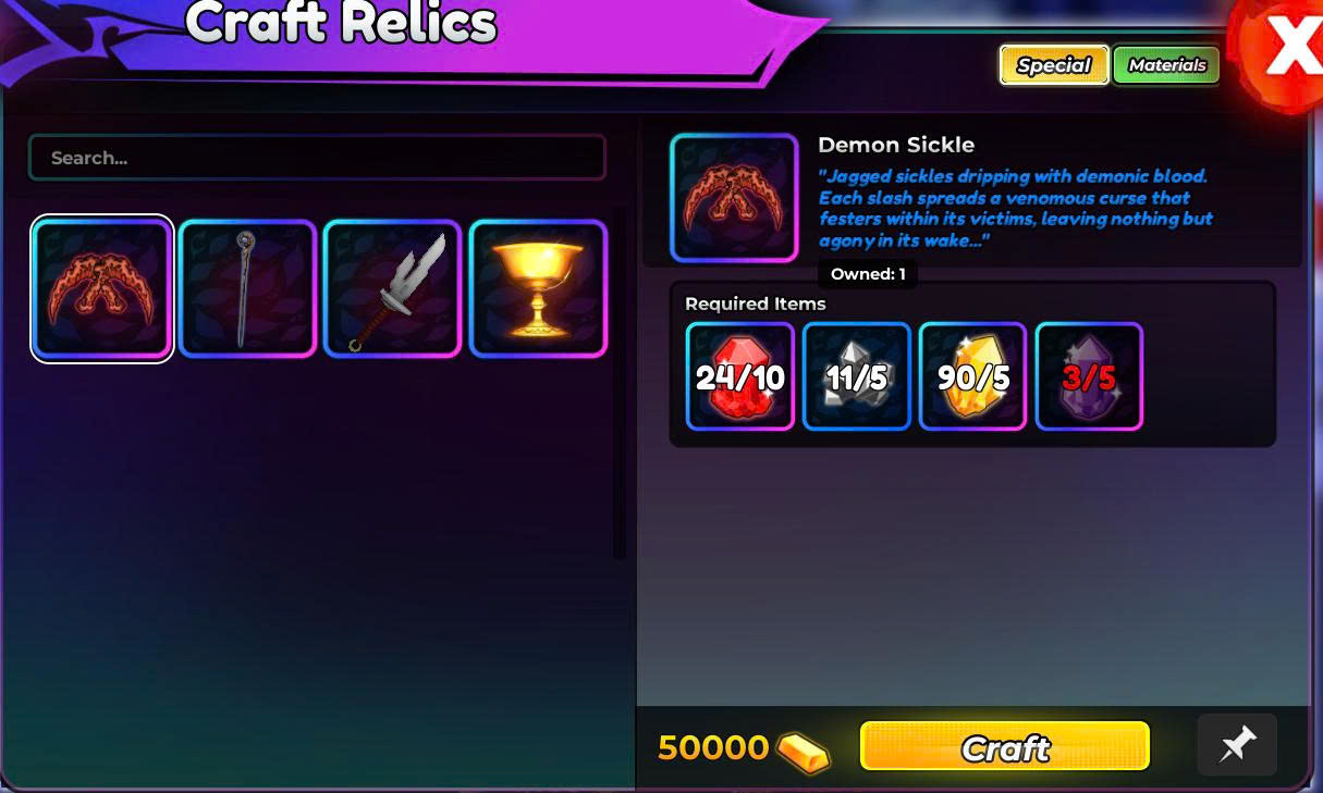 Cày Relic theo yêu cầu ( ghi món cần vào ô ghi chú ) ( AC )