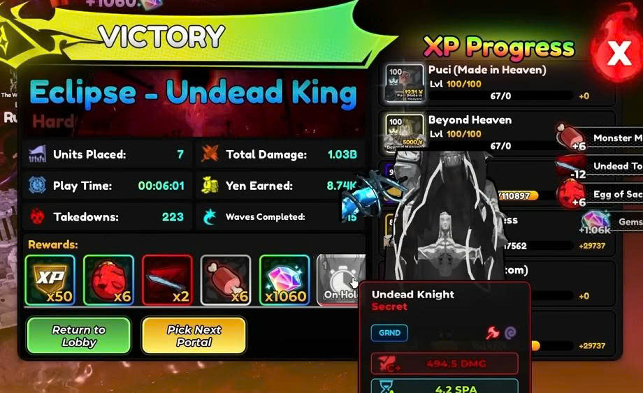 Cày Secret Undead Knight ( được thêm gems và token evo )